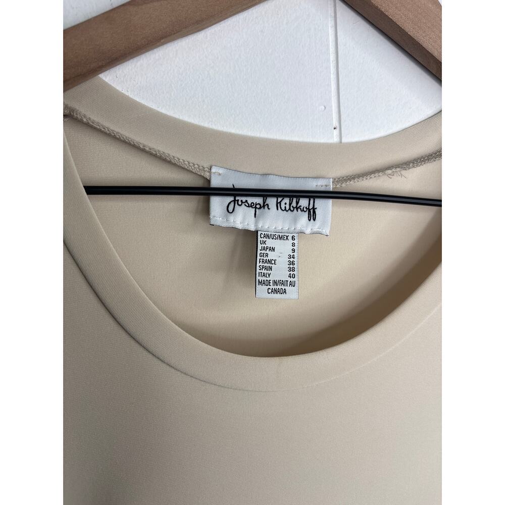 Joseph Ribkoff Round Hem Tunic Tee Shirt Size 6 Cream Beige Stretch Minimalist - Picture 6 of 8